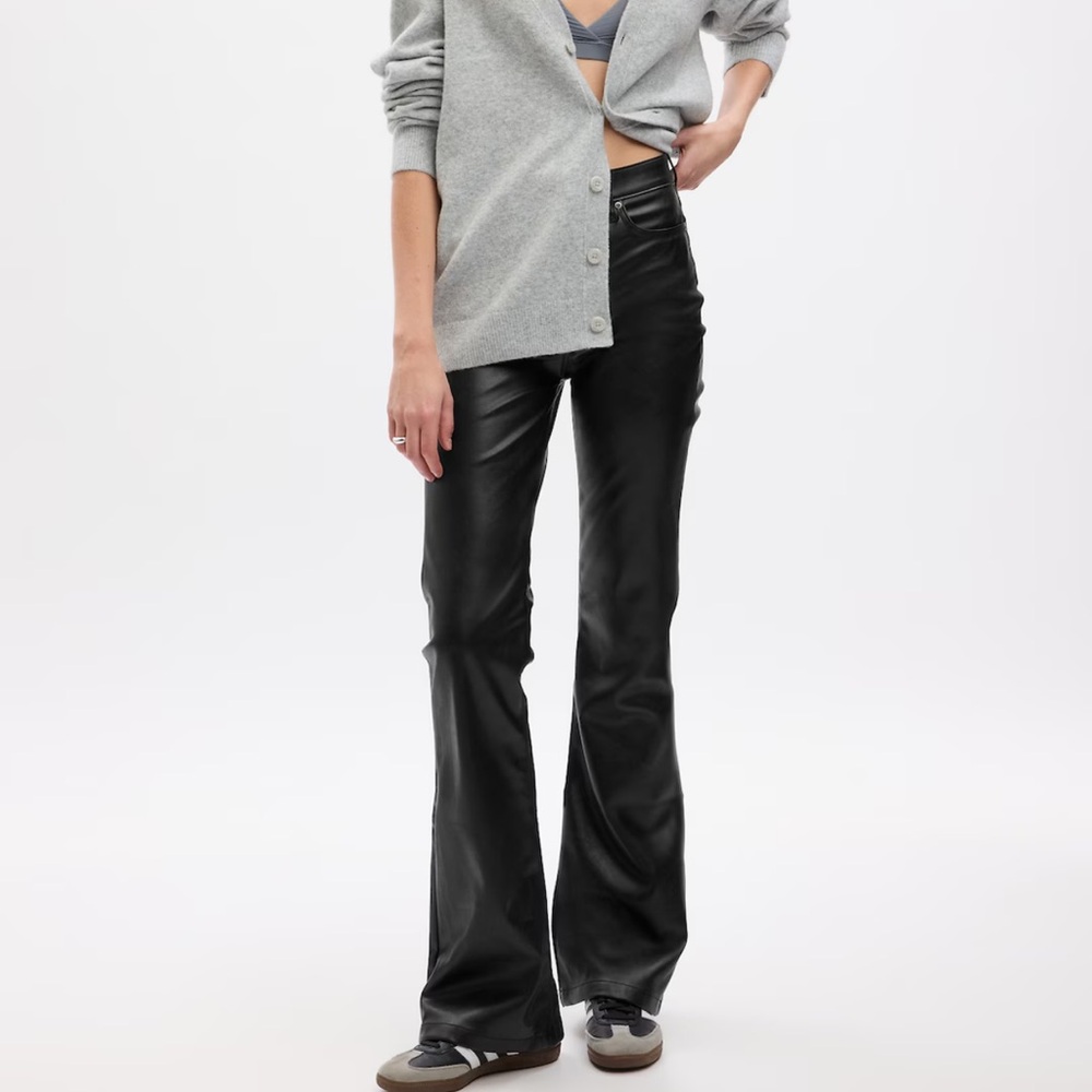 Gap High Rise Vegan Leather '70s Flare Pants - NWT
